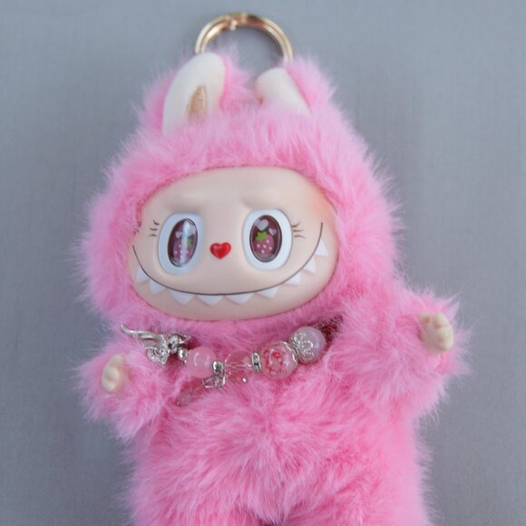 Custom Labubu Inspired The Monsters Pink Vinyl Plush Pendant - Picture 1 of 6